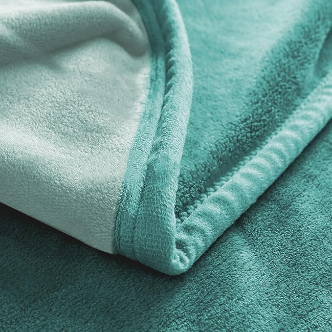 Queen Size Waterproof Blanket for Bed 80"x60", Reversible Aqua/Turquoise | Waterproof Washable - Image 2