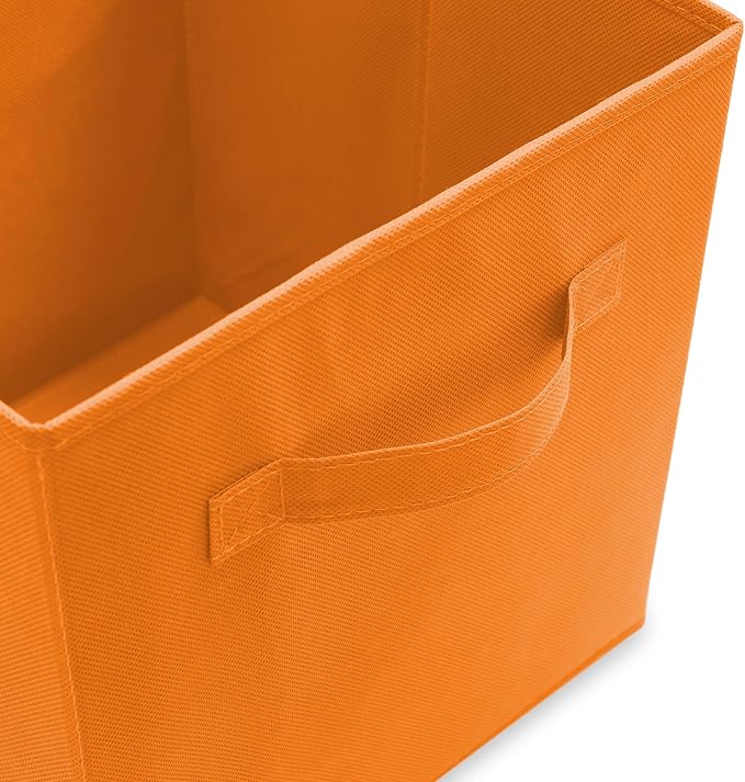 Casafield Set of 12 Collapsible Fabric Cube Storage Bins, Orange - 11" Foldable Cloth Baskets for Shelves, Cubby Organizers & More - Image 3