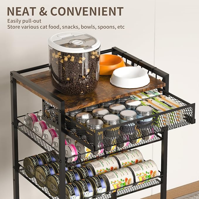 Cat Food Organizer，Multi-Functional Canned Food and Cat Bed Rolling Storage Cart,Manually Adjust The Gap Size，Store Suitable Can Sizes，Used for Jar Food & Cat Food Dispenser Rack - Image 6
