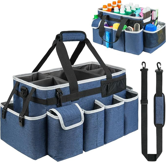 Cleaning Caddy Bag,Extra Large Cleaning Supplies Organizer with Handle for Housekeepers,Blue by ZIOZERTT