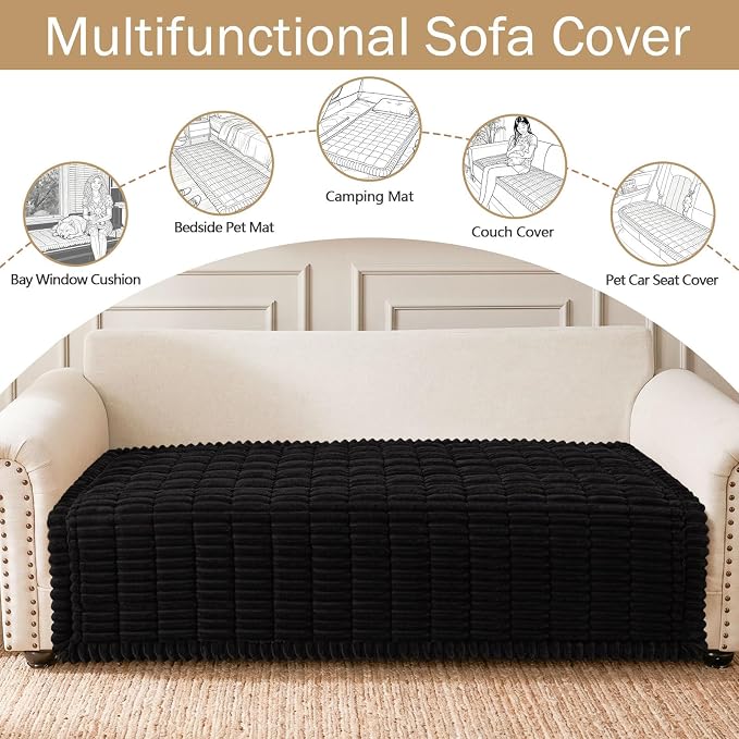 hyha Couch Cover for Dogs, Washable Non Slip Plush Flannel Sofa Protector | Thick Flannel, Silicone Anti-Slip Backing, Pet Hair & Scratch Protection, Fits Sofa & Loveseat (43" x 63") - Image 3