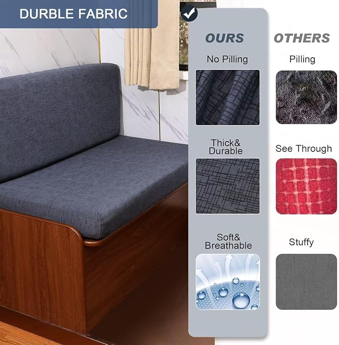 NILUOH RV Dinette Cushion Covers,Stretch Camper Cushion Slipcovers Replacement Sofa Cushions Washable Loveseat Slipcovers for Travel Trailer Couch (2 Bench Cover & 2 Backrest Cover, Color26) - Image 4
