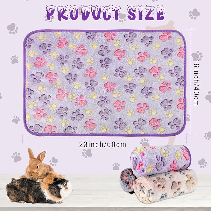 YUEPET Waterproof Guinea Pig Blankets Washable 3 Pack Small Animal Fleece Cage Liners Pet Soft Sleep Mat Pad Cover Warm Flannel Throw for Hamster Guinea Pig Rabbit Chinchilla Hedgehog Ferret 23"×16" - Image 2