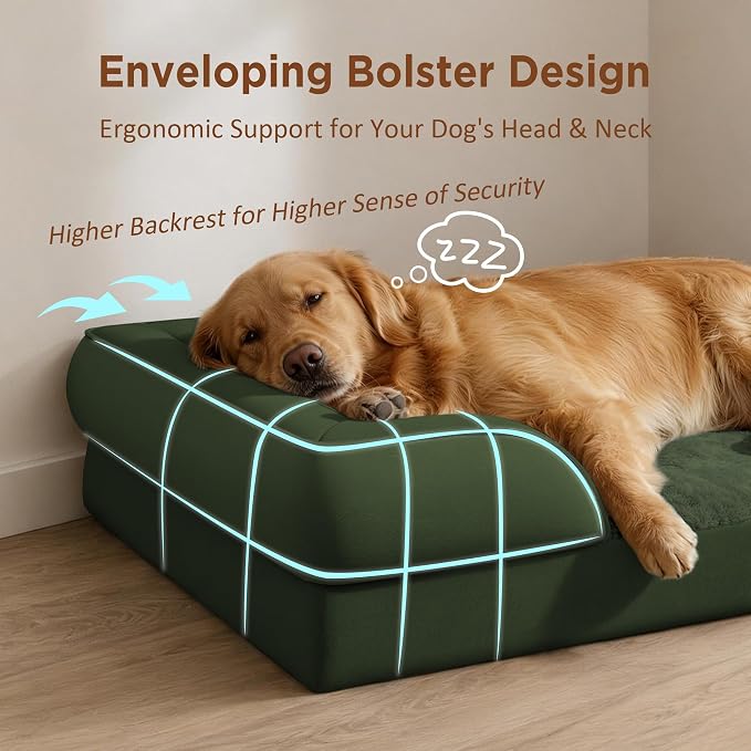 Comfort Expression Orthopedic Dog Bed for Medium Size Dog with Bolster | Waterproof Dog Couch Bed with Washable Cover & Non-Slip Bottom, Supportive Egg Crate Foam Medium Pet Bed, 30x20 Inch - Image 3