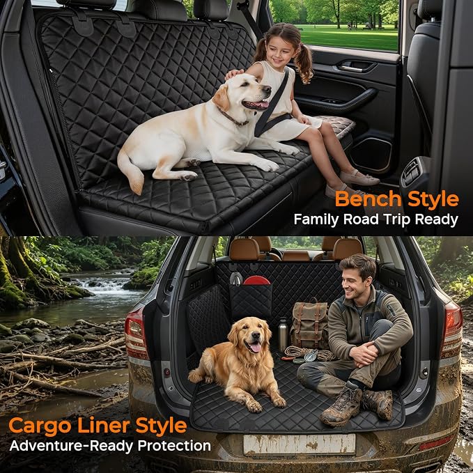 URPOWER XL Dog Seat Cover for Full-Size Truck Back Seat, Waterproof Hammock | 600D Oxford, Side Flaps with Zippers, Scratch Resistant, Non-Slip, Easy Install, Machine Washable, Dog Seat Belt Included - Image 5