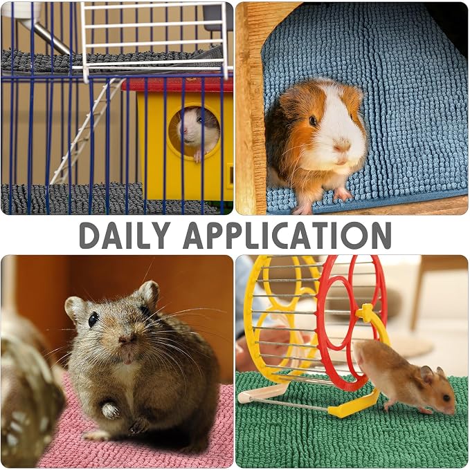 Amylove 4 Pcs Guinea Pig Cage Liner 12 x 12 Inch Washable Chenille Pee Pads Pet Dog Cat Bedding Training Mat Reusable for Small Animals Puppy Bunny Hamster Chinchilla - Image 4
