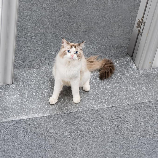 Uross Carpet Protector for Pets - Cat Carpet Protector for Doorway, Anti Scratch Under Door Cat Scratch Protector Mat, Easy to Cut Plastic Stopper Cat Scratch Guard Carpet 3.6FT-Silver by Uross