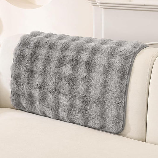 OstepDecor Faux Fur Couch Covers for Sofa, Soft Plush Sofa Covers Washable | Non Slip Dog Couch Protector, Pet Hair, Dirt & Wear Protection, Fits Sofas, Loveseats & Sectionals, 35.4" x 35.4", Grey by OstepDecor
