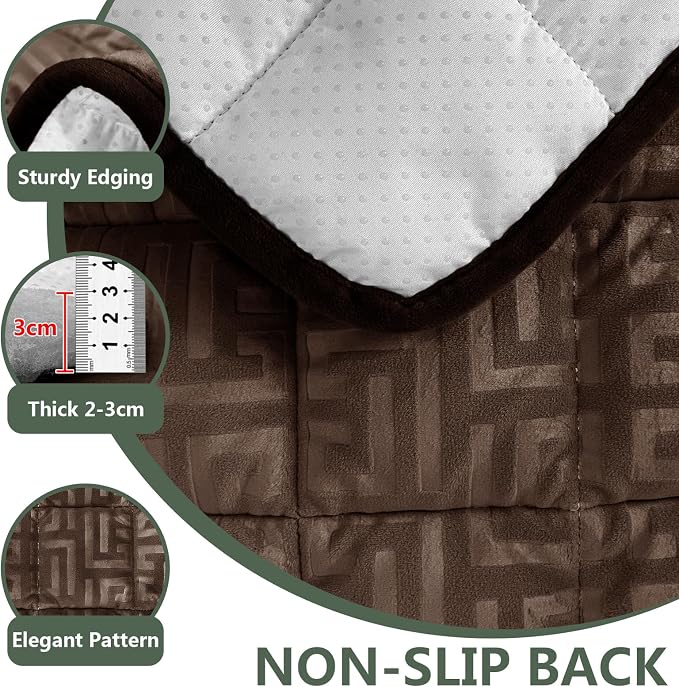 Paw Cart Couch Cover Caravan Quilted Sofa Topper Greek Key Pattern Washable Non Slip Soft Pet Protector for Any Type of Couch (Coffee,W 94“ x D 28” 1 Piece) - Image 4