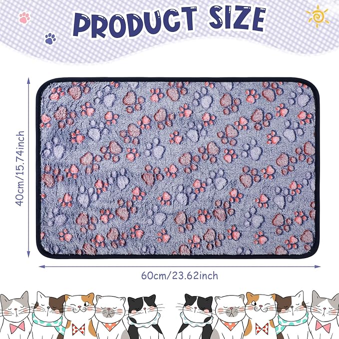 Tatuo 4 Pack Fleece Dog Blankets for Puppy Cats Multi-Size Sleep Mat for Pet Guinea Pig Soft Washable Warm Crate Bed Puppy Teething Toys Print Pattern Blanket Indoor(Blue,24 x 16 Inch,Paw) - Image 6