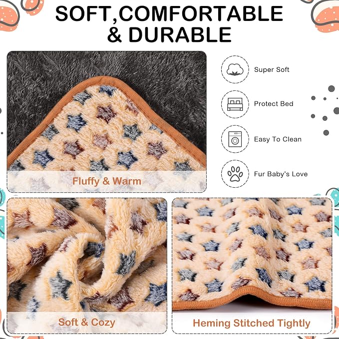 Reginary 4 Pcs Waterproof Guinea Pig Blankets Washable Small Animal Fleece Bedding Absorbent Guinea Pig Cage Liners Reusable Training Pee Pad Pet Sleep Mat for Hamster(Star Pattern,24 x 16 Inch) - Image 6