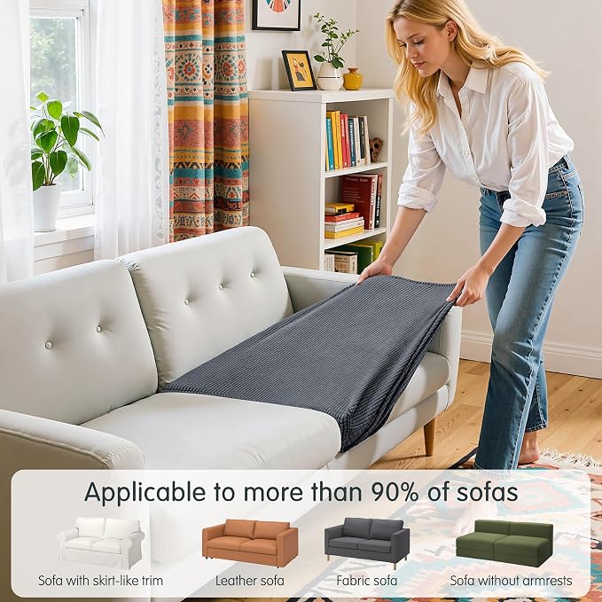 Hokway 2 Piece Individual Couch Cushion Slipcovers Stretch Reversible Cushion Protector Slipcovers Sofa Cushion Protector Covers(Grey,Small-2PC) - Image 4