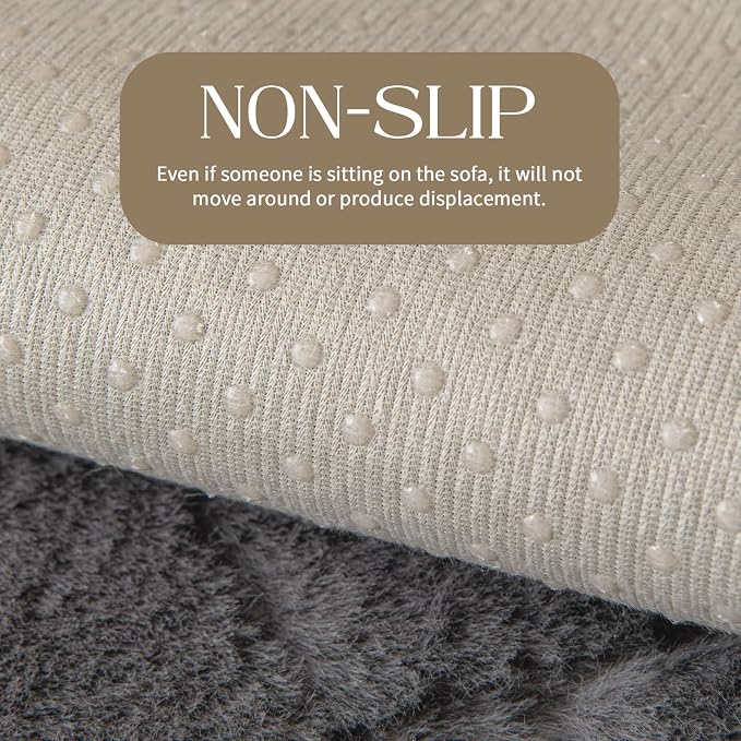 Waterproof Dog Bed Cover Non Slip Couch Cover for Dogs Washable Soft Faux Fur Sofa Cover Couch Covers for 3 Cushion Couch Sofa Pet Friendly (Grey, 22.5x22.5（2pc）) - Image 6
