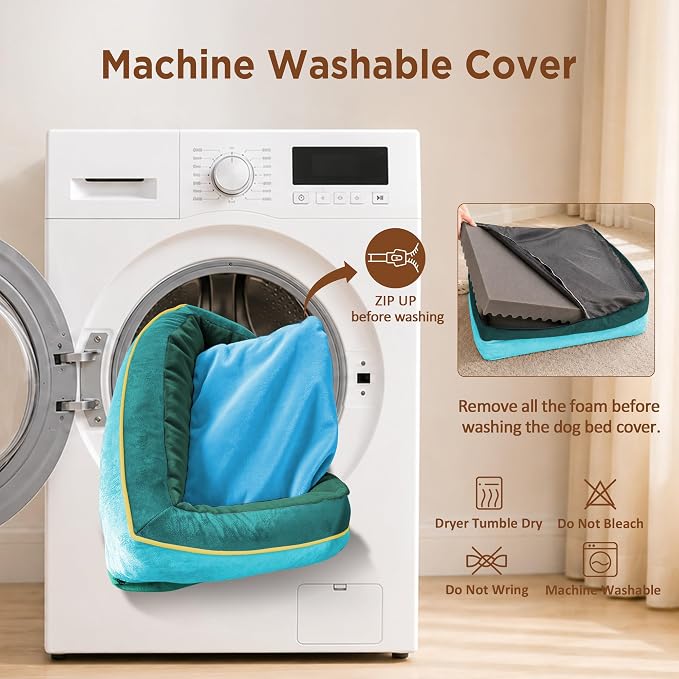 Comfort Expression Orthopedic Dog Bed for Extra Large Dogs with Bolster | Waterproof Dog Couch Bed with Washable Cover & Non-Slip Bottom, Supportive Egg Crate Foam XL Pet Bed, 45x35 Inch - Image 5