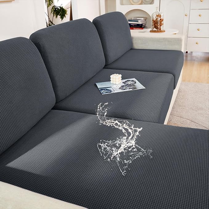 hyha Waterproof Couch Cushion Covers for Pets, Non Slip Sofa Seat Cover | Stretch Jacquard Fabric, Elastic Bottom, Non Slip Fit, Waterproof Protection, Pet Hair Protection (3 Pieces) - Image 2