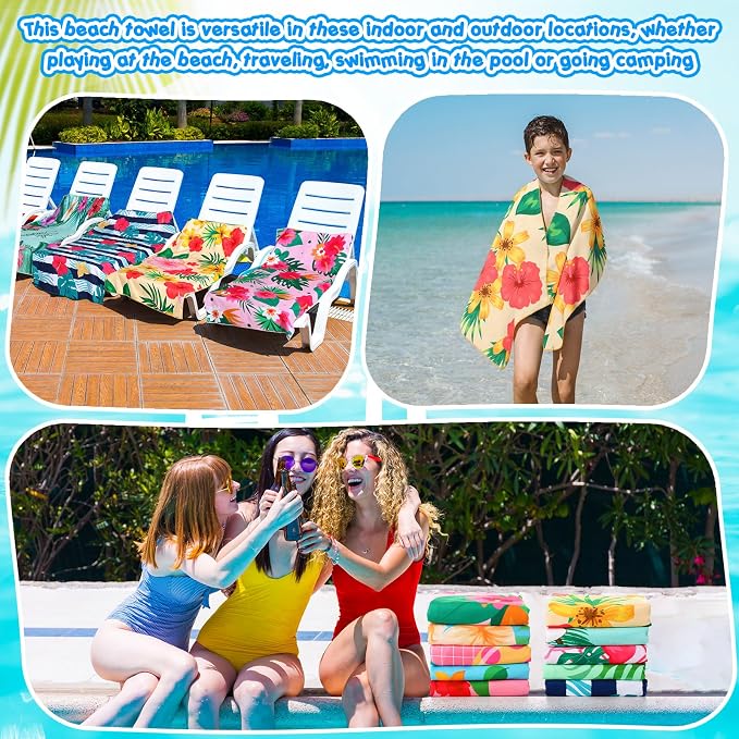 FuWeave 10 Pack Microfiber Beach Towel 28 x 55 Inch Oversized Large Quick Dry Thin Beach Towels for Pool Camping, Sand Free Lightweight Blanket for Women Adults Travel Swimming Sport (Fresh Floral) - Image 6