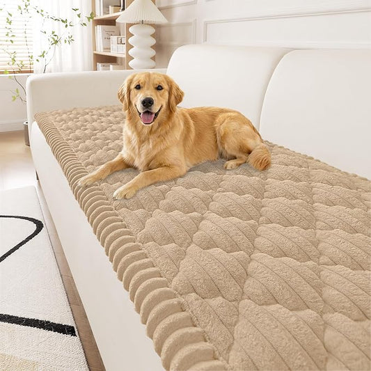 Smiry Couch Cover for Dogs Washable, Non Slip Fuzzy Pet Sofa Protector | Soft Thick Furniture Cover for Sofa, Loveseat and Sectional, Scratch & Pet Hair Resistant (Khaki, 27.6" x 88") by Smiry