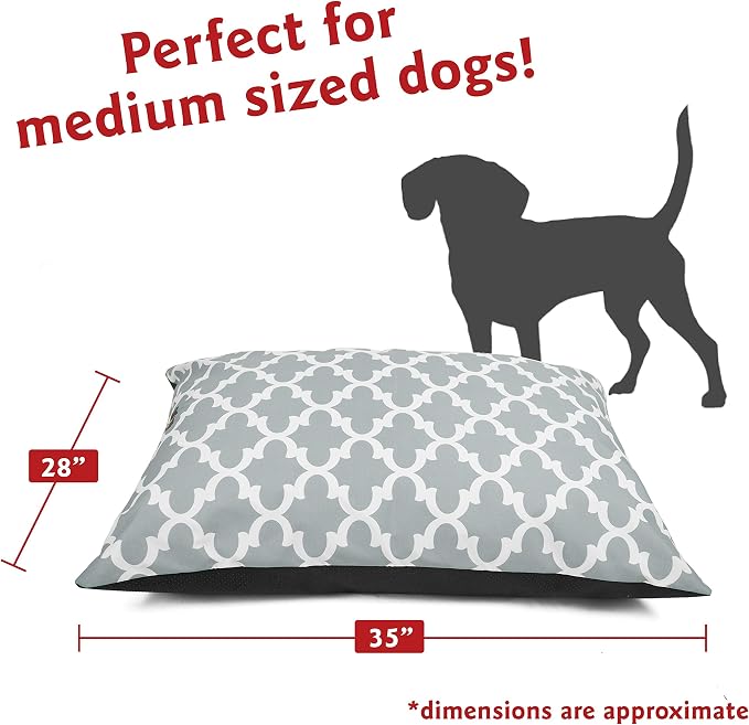 Majestic Pet Rectangle Medium Dog Bed Washable – Non Slip Comfy Pet Bed – Dog Crate Bed Super Value Pillow Dog Bed – Dog Kennel Bed for Sleeping - Dog Bed Medium Breed 35 x 28 Inch – Trellis Gray - Image 2