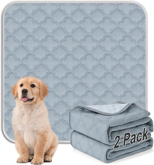 FunFurry Washable Pee Pads for Dogs - 2 Pack Reusable Pee Pads，Waterproof Puppy Pads，Pet Training Pads，Super Absorbent with Dog Paw Shape Non-Slip Backing (Light Grey, 36" X 41" - 2 Pack) by FUNUPFURRYLIFE