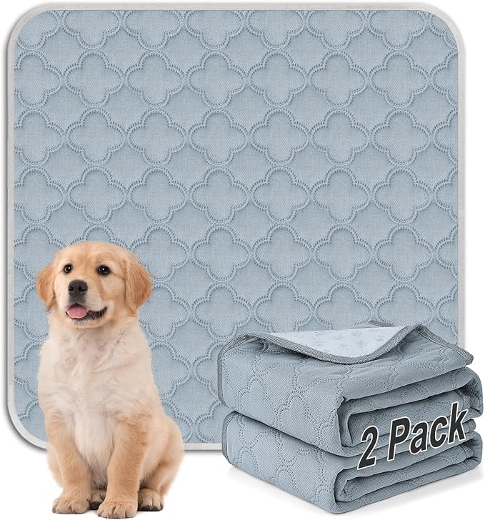 FunFurry Washable Pee Pads for Dogs - 2 Pack Reusable Pee Pads with Dog Paw Shape Non-Slip Backing (Light Grey, 36" X 36") by FUNUPFURRYLIFE