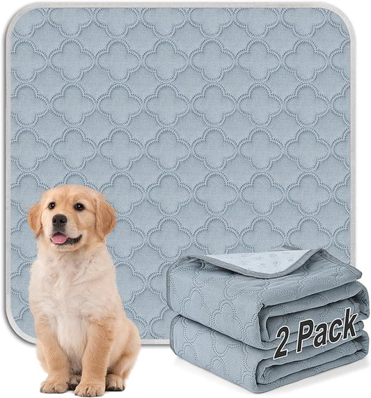 FunFurry Washable Pee Pads for Dogs - 2 Pack Reusable Pee Pads with Dog Paw Shape Non-Slip Backing (Light Grey, 36" X 36") by FUNUPFURRYLIFE