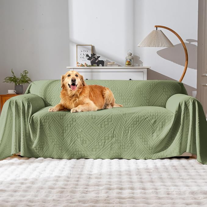 Waterproof Couch Cover, Reversible, Pet-Friendly, Washable and Anti-Slip Sofa Covers for Sofa Protection with 2 Cushions, Ideal Sofa Slipcovers for Dogs and Cats (71×102in/Green) by YUEANG