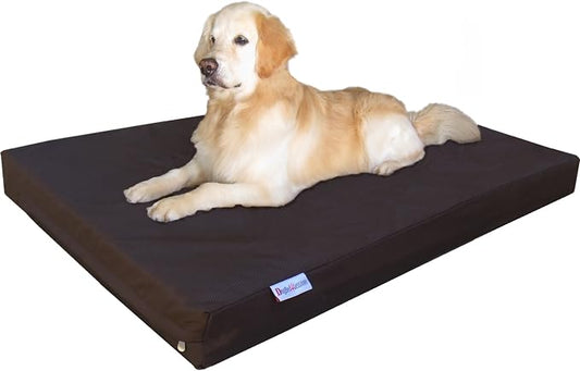 Dogbed4less Orthopedic Gel Memory Foam Dog Bed for Large Dog, Waterproof Liner and Durable Pet Bed Cover, XXL 55X37X4 Inch, 1680 Nylon in Brown. by Dogbed4less