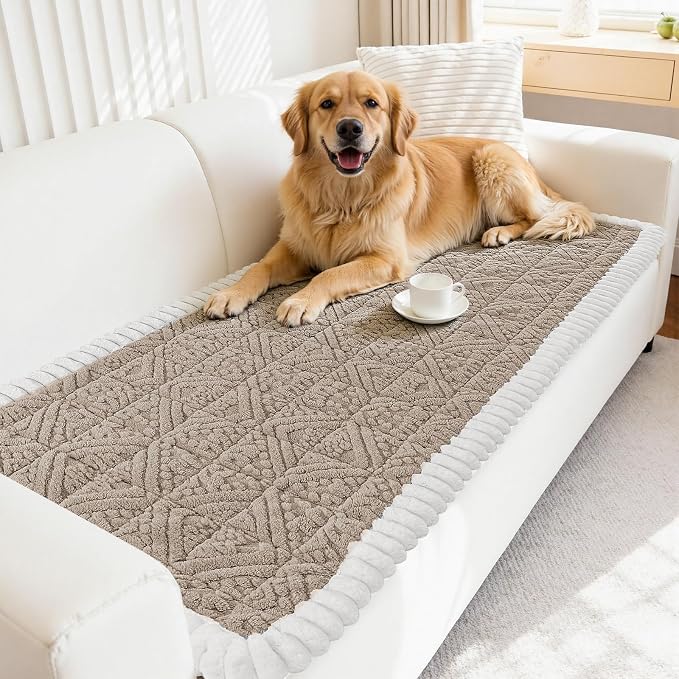 Vaukki Coffee Pet Couch Cover for Dog, 27.6''x70.9'' Sofa Cover Protector | Washable Soft Non Slip Sofa Slipcover for 3 Cushion Couch, Fuzzy Sofa Pad Pet Friendly Dog Bed Mat for Couches - Image 8