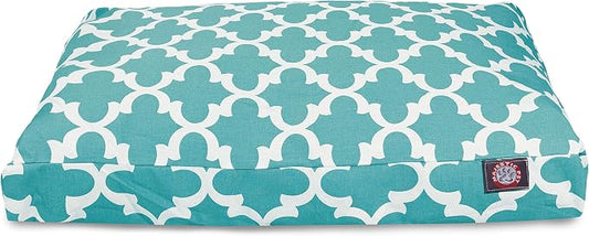 Teal Trellis Medium Rectangle Indoor Outdoor Pet Dog Bed With Removable Washable Cover By Majestic Pet Products by MajesticPet