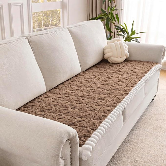 Couch Cover for Dogs, Washable Non Slip Sofa Covers for 3 Cushion Couch Pet Friendly Fuzzy Sofa Protector&Bed Mat for Pets (27.6"x82.7" Coffee) by Unknown