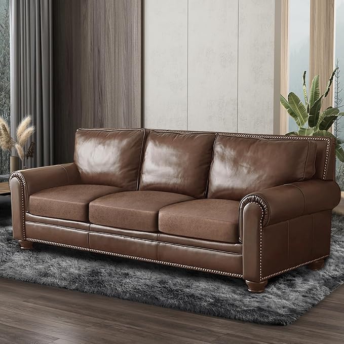 ANARACHON Leather Look Couch Cushion Covers Sofa Seat Slipcovers Sets Couches Furniture Protector for Sectional Armchair Loveseat Pets Kids Stretch Spandex Fabric (3 Cushion Sofa, Brown) - Image 8