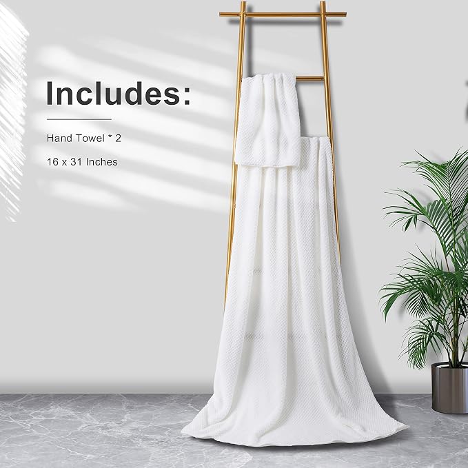 2 Piece Hand Towels Set,100% Microfiber - Quick Dry, Thick, Soft, Plush and Highly Absorbent Luxury Hotel & Spa Bath Towel for Bathroom, Pack of 2 (White) - Image 6