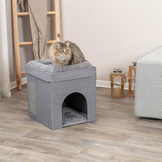 Trixie Crazy Cube Stackable Cat Condos, Gray, 1-Story | Indoor Cat Furniture, Hideaway Cave, Sisal Scratching Pads, Thick Padded Bed - Image 6
