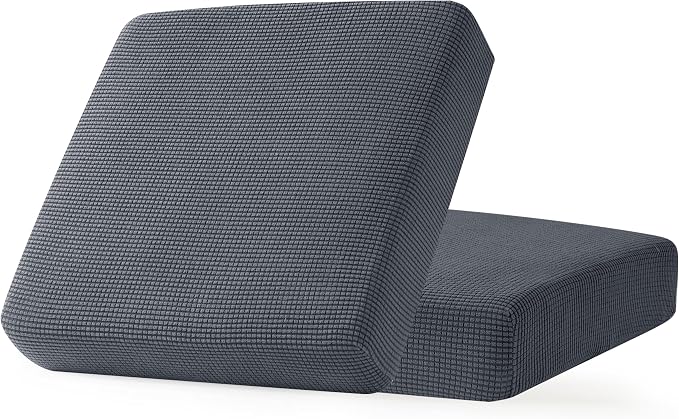 CHUN YI 2Piece Stretch Couch Cushion Covers, Sofa Seat Slipcovers for Pets, Suitable for Armchair Loveseat Sofa with Spandex Jacquard Washable Fabric (2Piece,Grey) by CHUNYI