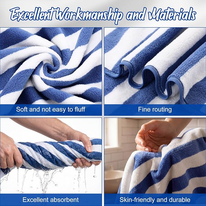 SmoothNovelty 12 Pack Microfiber Bath Towels Bulk 30'' x 70'' Oversized Beach Towel Extra Large Big Shower Body Sheet Highly Absorbent Soft Drying for Pool Bathroom Salon Hotel Party (Hazy Blue) - Image 3