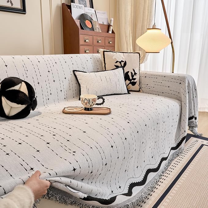 ROOMLIFE Couch Cover Boho Sofa Covers for 3 Cushion Couch Washable, Furniture Protector Sofa Couch Cover for Dogs, Soft Breathable Sofa Slipcover, Couch Throw Blankets with Tassels 71''X118'' - Image 9