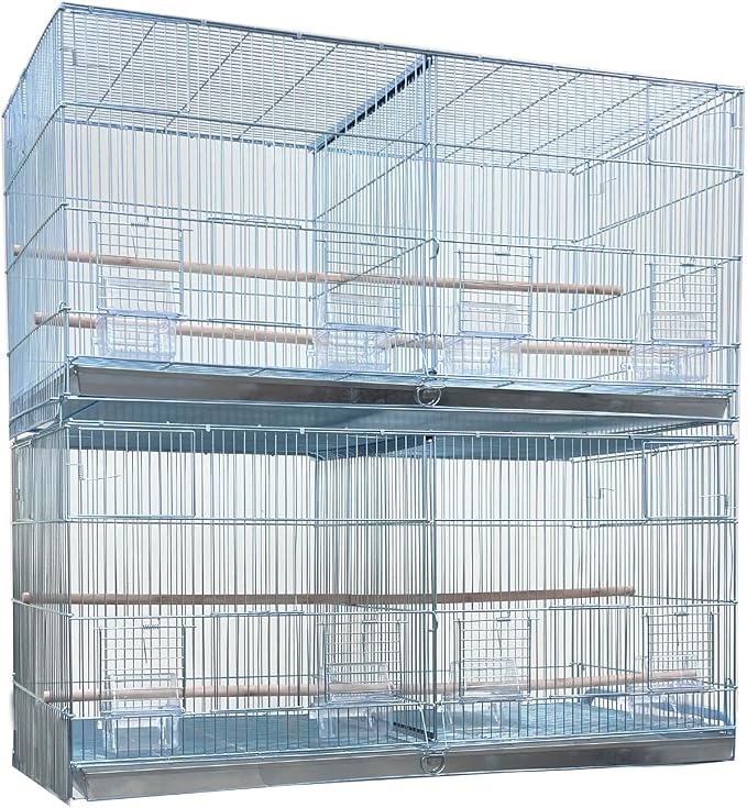 LOT of Add On X-Large 35.5" x 18" x 19"H No Rust Stainless Galvanized Zinc Plated Stackable Breeder Bird Flight Cage with Removable Center Divider and Breeding Nest Doors by Mcage