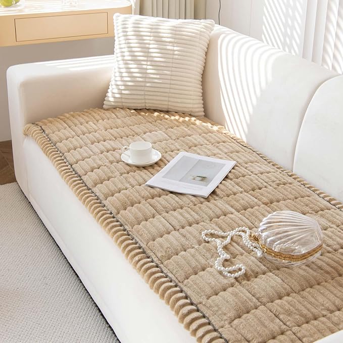 Couch Cover for Dogs Washable, Non Slip Sofa Covers for Pets 3 Cushion Couch Sofa, Sectional Slipcover Furniture Protector (1 PCS 27.5"x94" Khaki) by Aucrovee