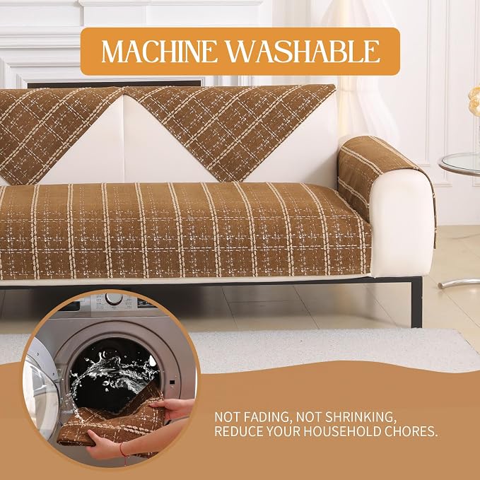 Waterproof Couch Cover for Dogs Washable,Chenille Pet Couch Covers for Sofa,Non-Slip Couch Covers for 3 Cushion Couch Sofa Pet Friendly (Brown, 36 * 95（1pc）) - Image 7