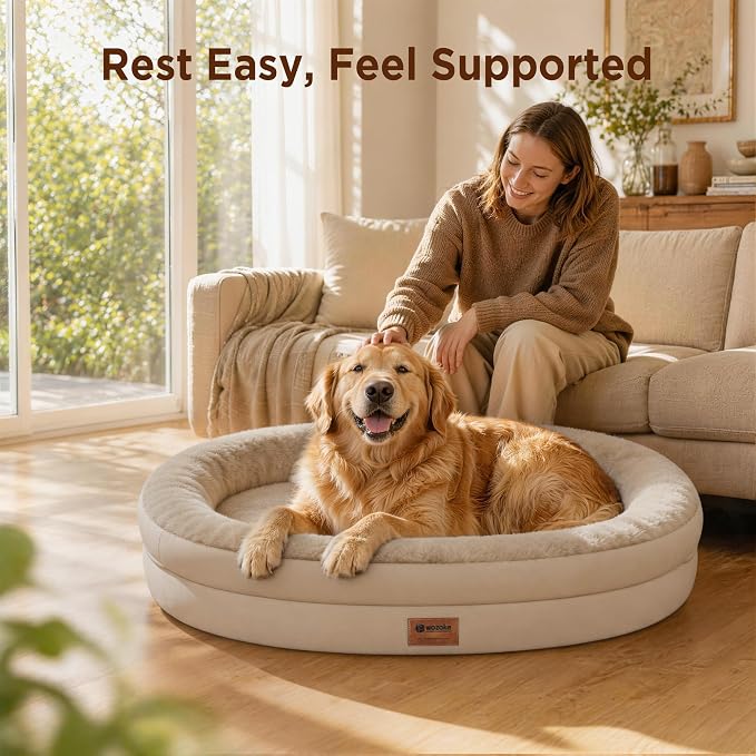 Waterproof Orthopedic Dog Bed for Medium Dogs, Light Brown | Supportive Crate Foam Relieves Joint Pressure, 360°Bolsters, Waterproof Inner,Washable Cover, Non-slip Bottom - Image 7