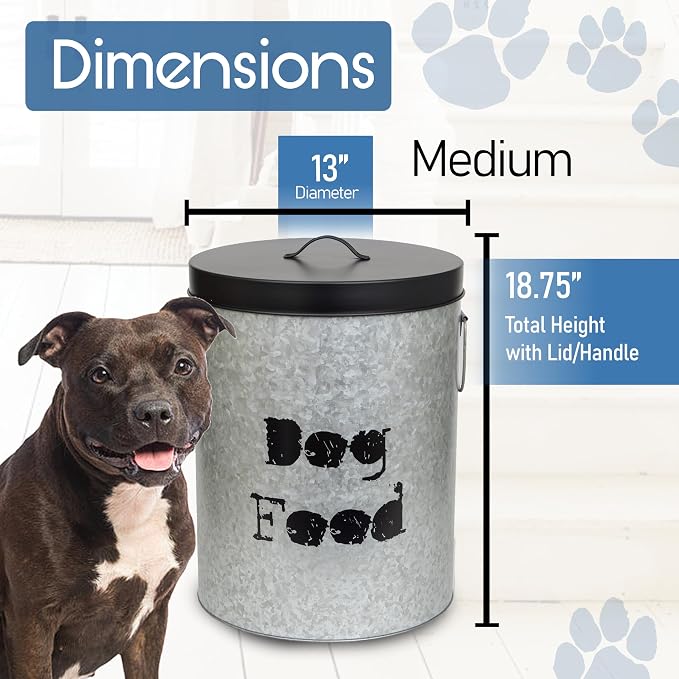 Medium & Small Dog 40lb & 20lb Pet Food Storage Canister with Scoop – Durable & Airtight for Freshnesss, Minimalist Design & Recyclable, Medium & Small Metal Container (Combo - Dog Bin - Med & Small) - Image 7