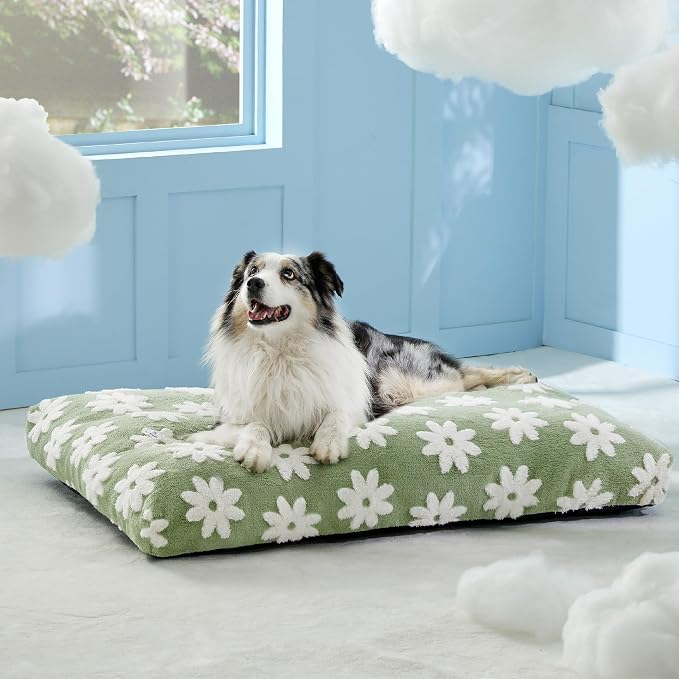 LE SURE Cute Aesthetic XL Dog Bed for Crate,Jacquard Thick Pet Pillow44x32 | Shredded Chopped Foam,Modern Plush Crate Cushion Gift for Extra Large Dog, Waterproof Washable Cover, Anti Slip Bottom, Green - Image 6