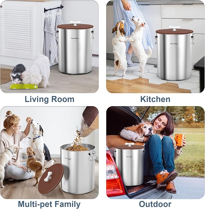 Paw Libero 2PK 25 Lbs Stainless Steel Dog Food Storage Container with Airtight Lid & Ceramic Bone Handle, Large Metal Dog Food Bin for Dogs & Cats, Keep Fresh, Easy to Clean - Image 5