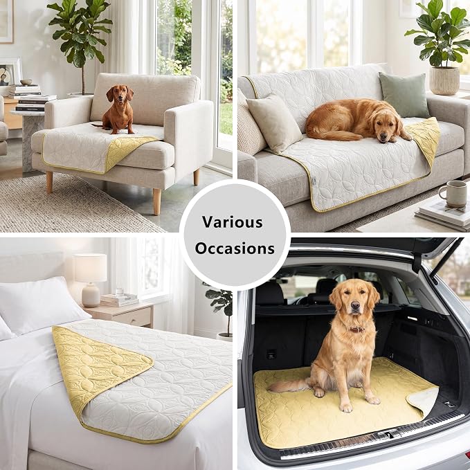 Waterproof Couch Cover for Dogs - Washable Pets Furniture Protector | TPU Leak-Proof Liner, Lightweight & Reversible, Fits Chair, Sofa, Bed, 52" x 82" , Sand/Cream - Image 5