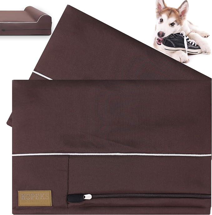 Dog Bed Chew Proof Replacement Cover for KOPEKS Memory Foam Beds - Brown - Extra Large (Jumbo Size), (KPS-1113) - Image 3