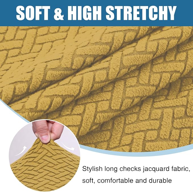Smiry Waterproof Couch Cushion Covers, Non Slip Seat Cushion Covers | Stretch Jacquard Sectional Sofa Slipcover, Washable Elastic Furniture Protector for Pets, Kid, Medium, Ginder Yellow - Image 7