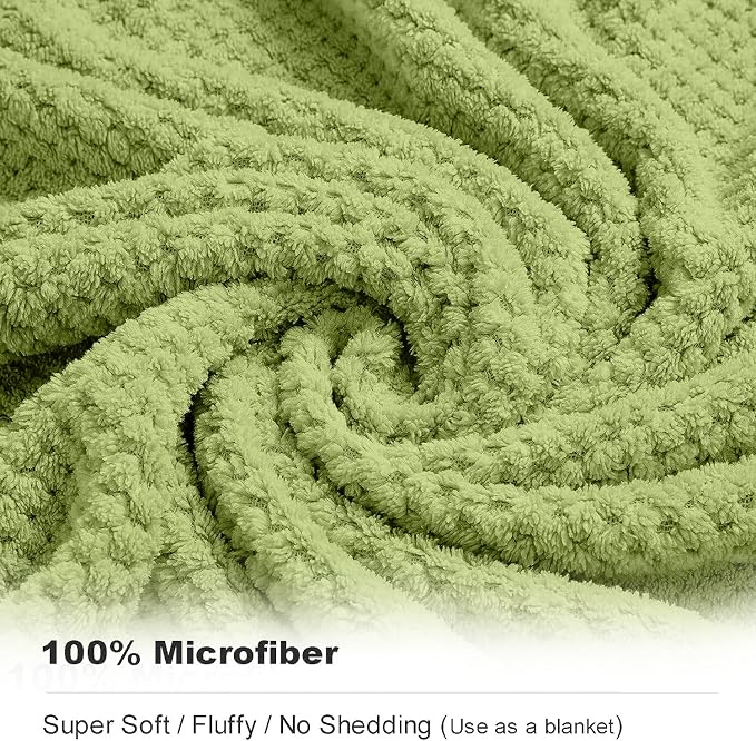 8-Piece Bath Towel Set, 2 Extra Large Bath Towel Sheets, 2 Hand Towels and 4 Washcloths - Highly Absorbent Quick Dry Microfiber,Ultra Soft Towel Set for Bathroom, Waffle Weave, Pack of 8 (Olive) - Image 3