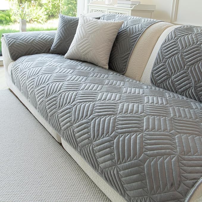 Velvet Couch Arm Rest Covers for Sofa Washable(35.4"x35.4") | Soft Sofa Cover for Armrest, No Shedding Dark Grey Couch Covers, Pet Friendly Non Slip Couch Protector Cover for Dogs - Image 8