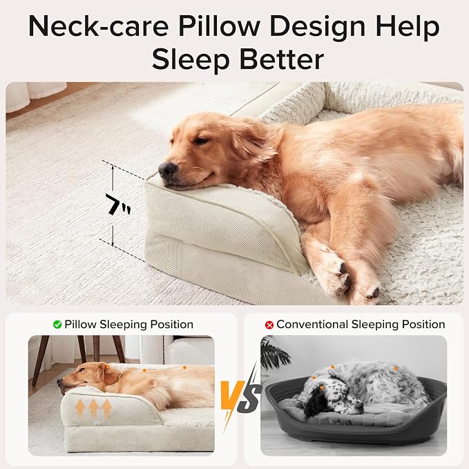 INVENHO Orthopedic Dog Beds Large Sized, XL Washable Dog Sofa with Egg-Crate Foam, Waterproof Lining and Non-Skid Bottom - Image 4