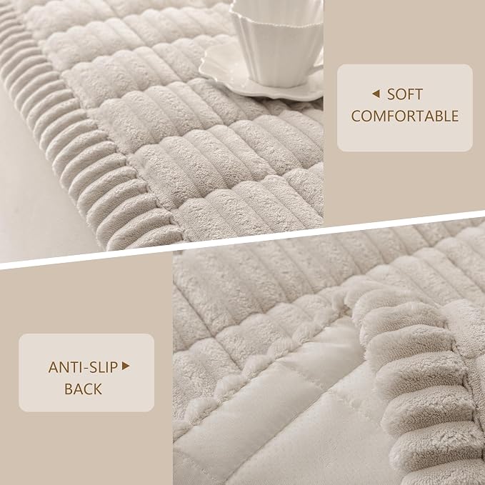 MEETSKY Chair Cover Soft Couch Armrest Covers for Sofa, Thick Sofa Covers Washable Sofa Slipcover for Single Couch, Oatmeal, 27.6" x 27.6" - Image 4